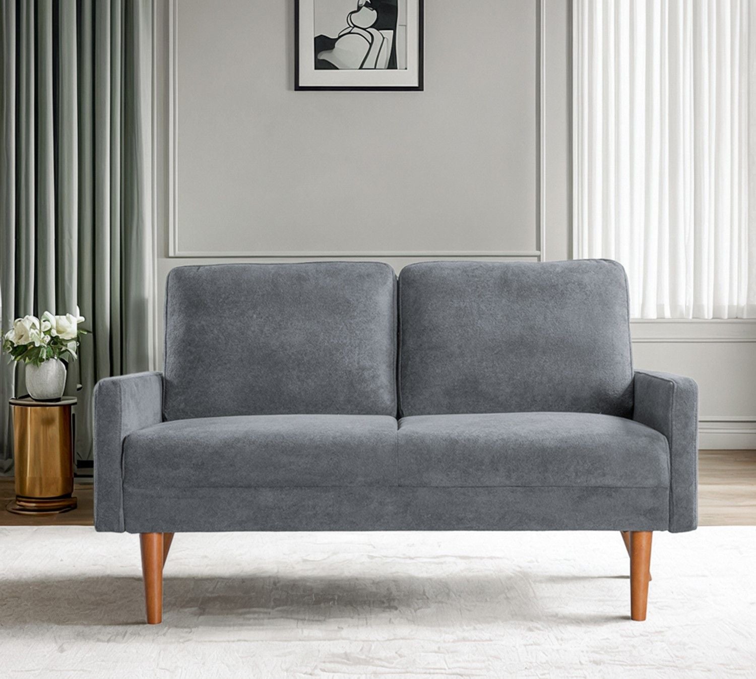Loveseat Sofa, European Style With Sleek Design, Modern &amp; Vintage Flair, Upholstered 2 Seater Couch