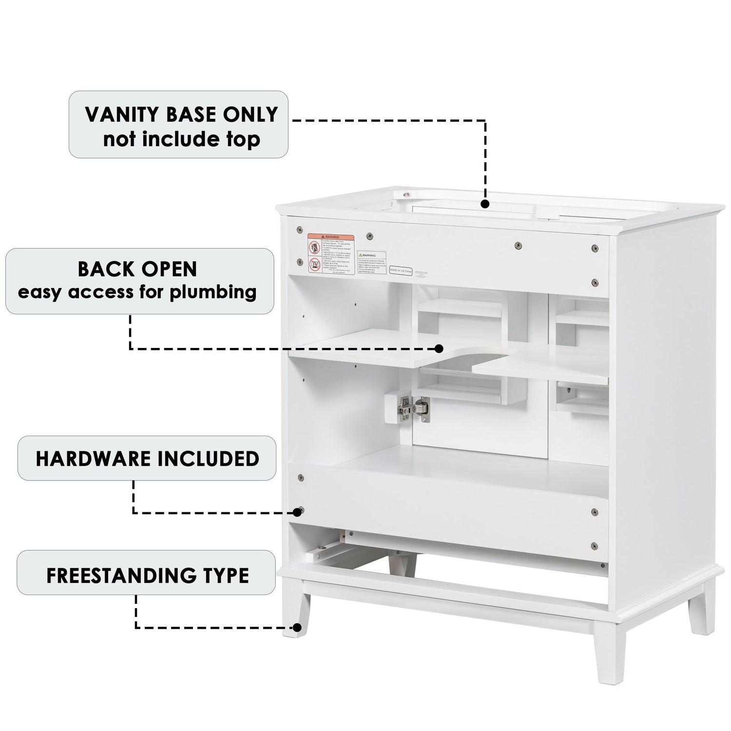 Modern Bathroom Vanity Base Only With Doors And Drawer