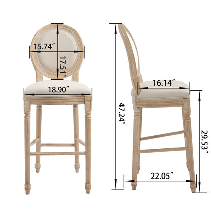 French Country Bar Chairs &amp; Round Back (Set of 2)