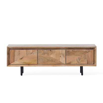 TV Stand With 3 Cabinets For TVs Up To 59&quot; - Natural
