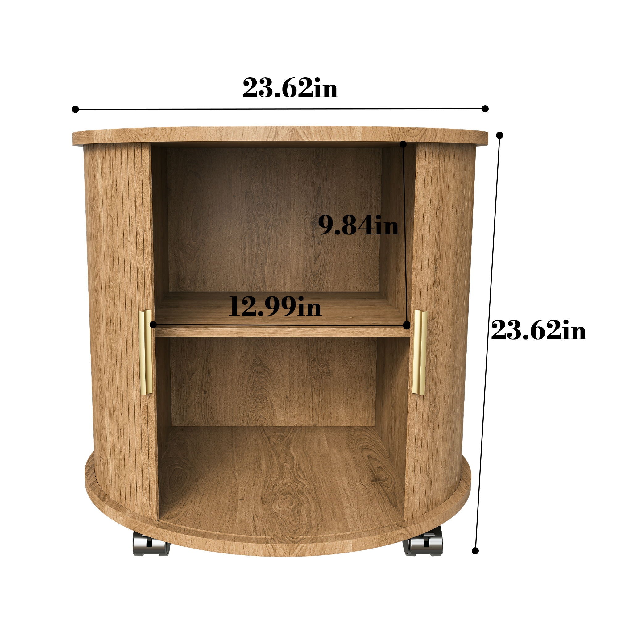 Cylinder Nightstand With Charging Station &amp; Sliding Door