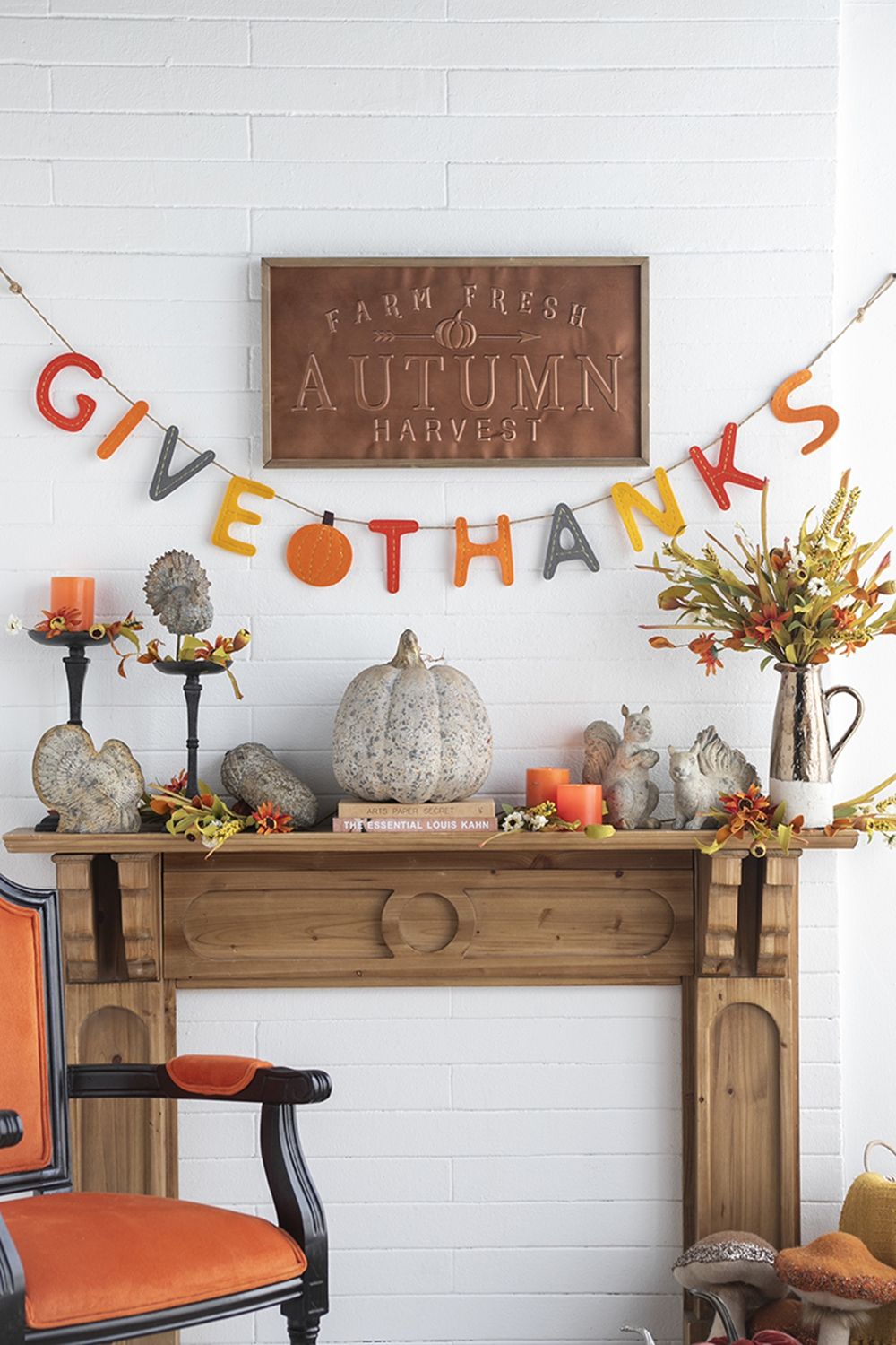 Length Colorful Give Thanks Banner, Home Decor For Harvest Festival Fall Festival &amp; Thanksgiving Table Decorations (Set of 2) - Orange Multi