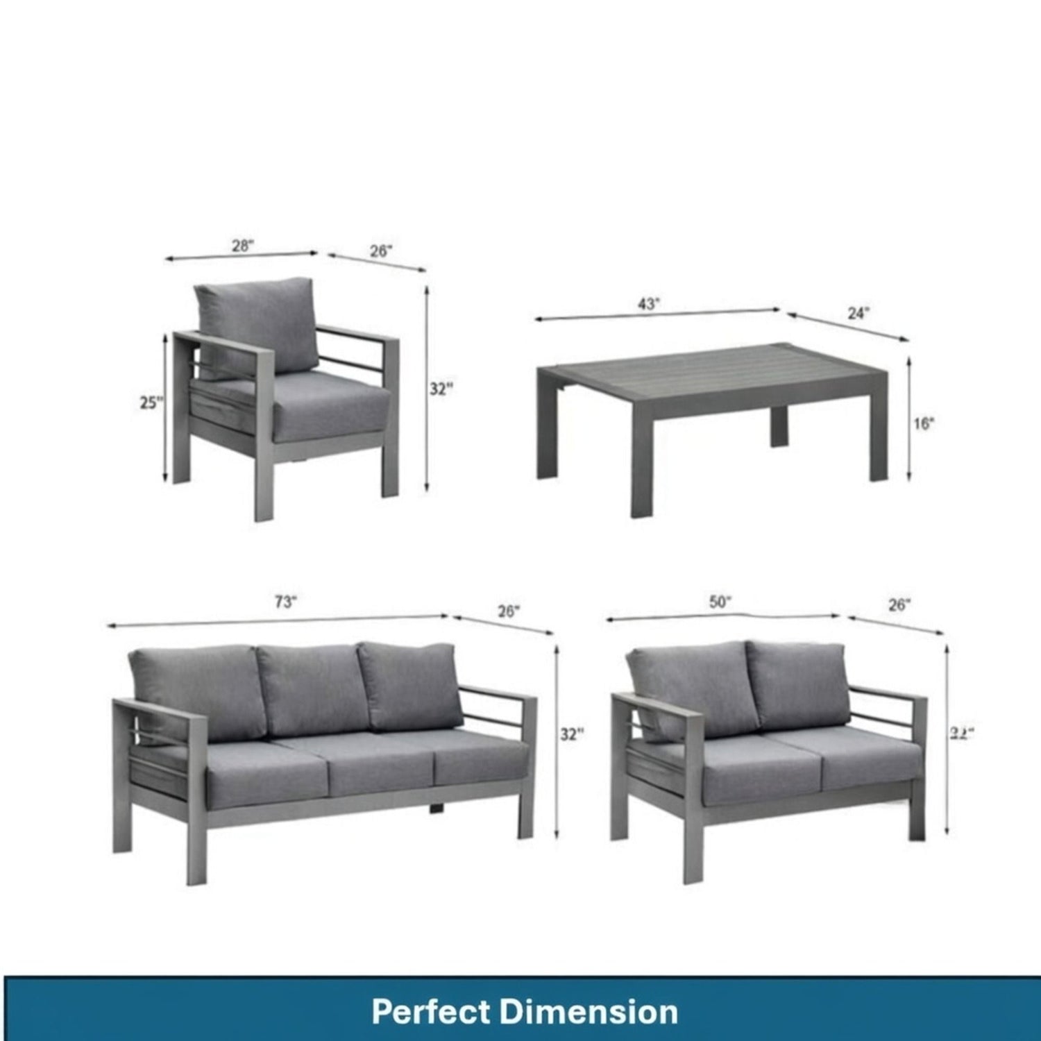 Outdoor Patio Set, All-Weather &amp; Thick Cushions