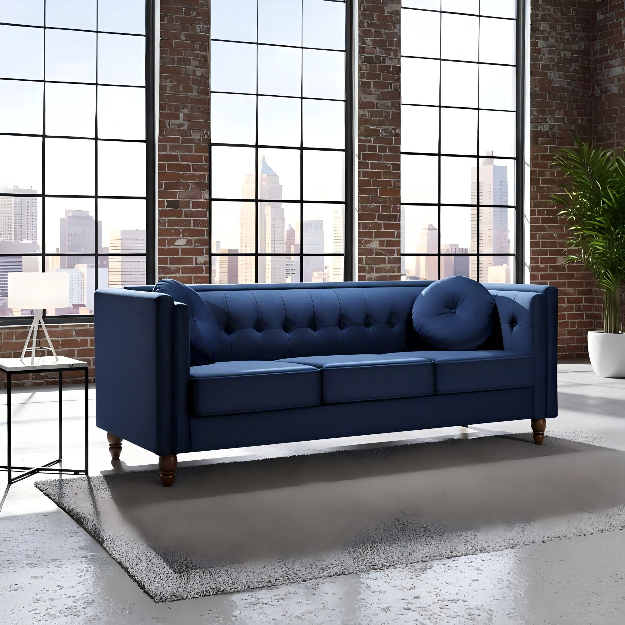 Chesterfield Sofa With Square Arms For Living Room