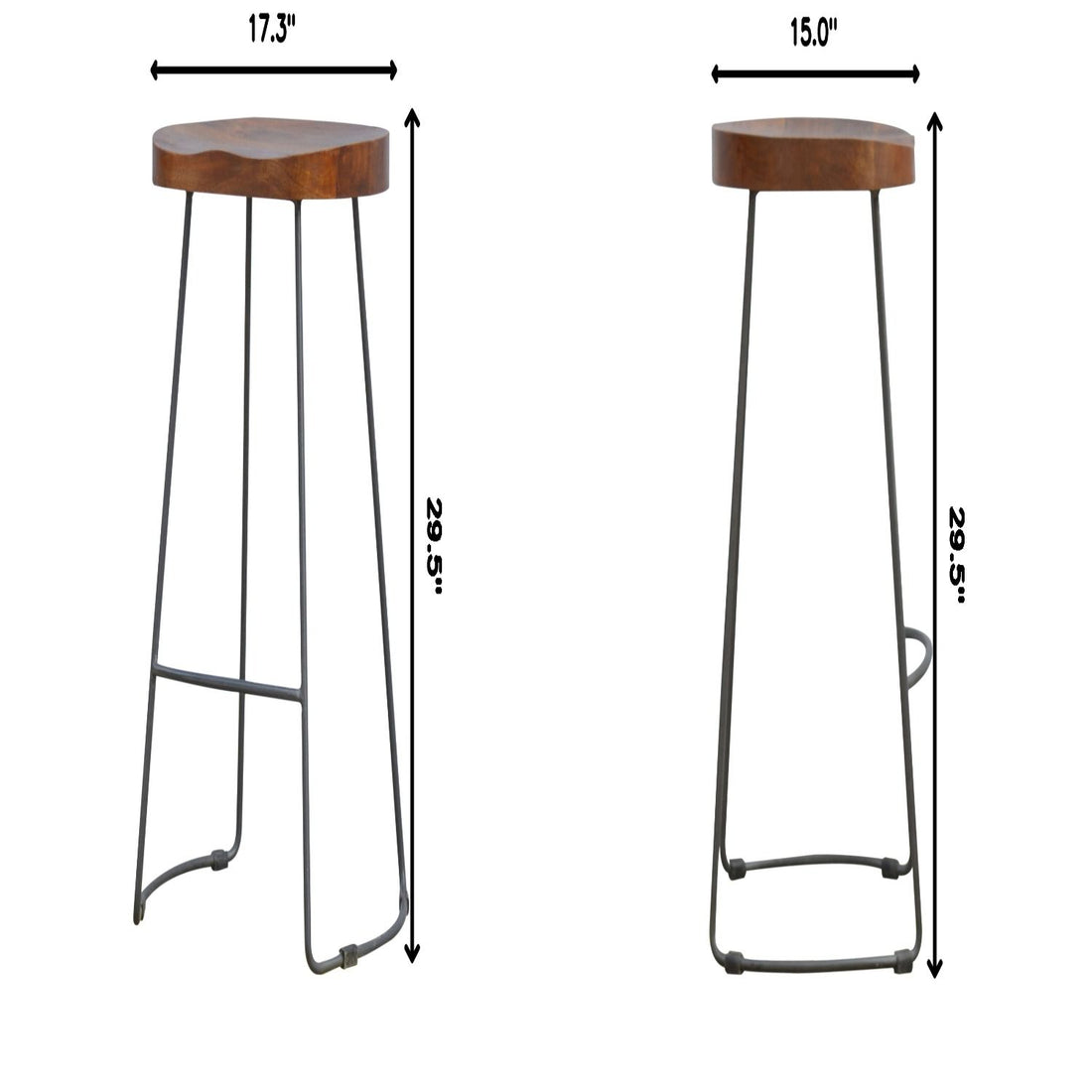 Industrial Chunky Bar Stool - Chestnut