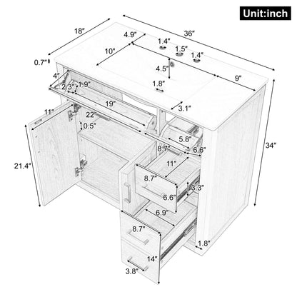 Bathroom Vanity &amp; Sink, Soft Close Doors &amp; Drawers - Wood