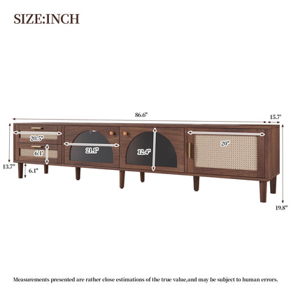 TV Stand With App-Controlled LED Lights, 2 Drawers &amp; Door Storage