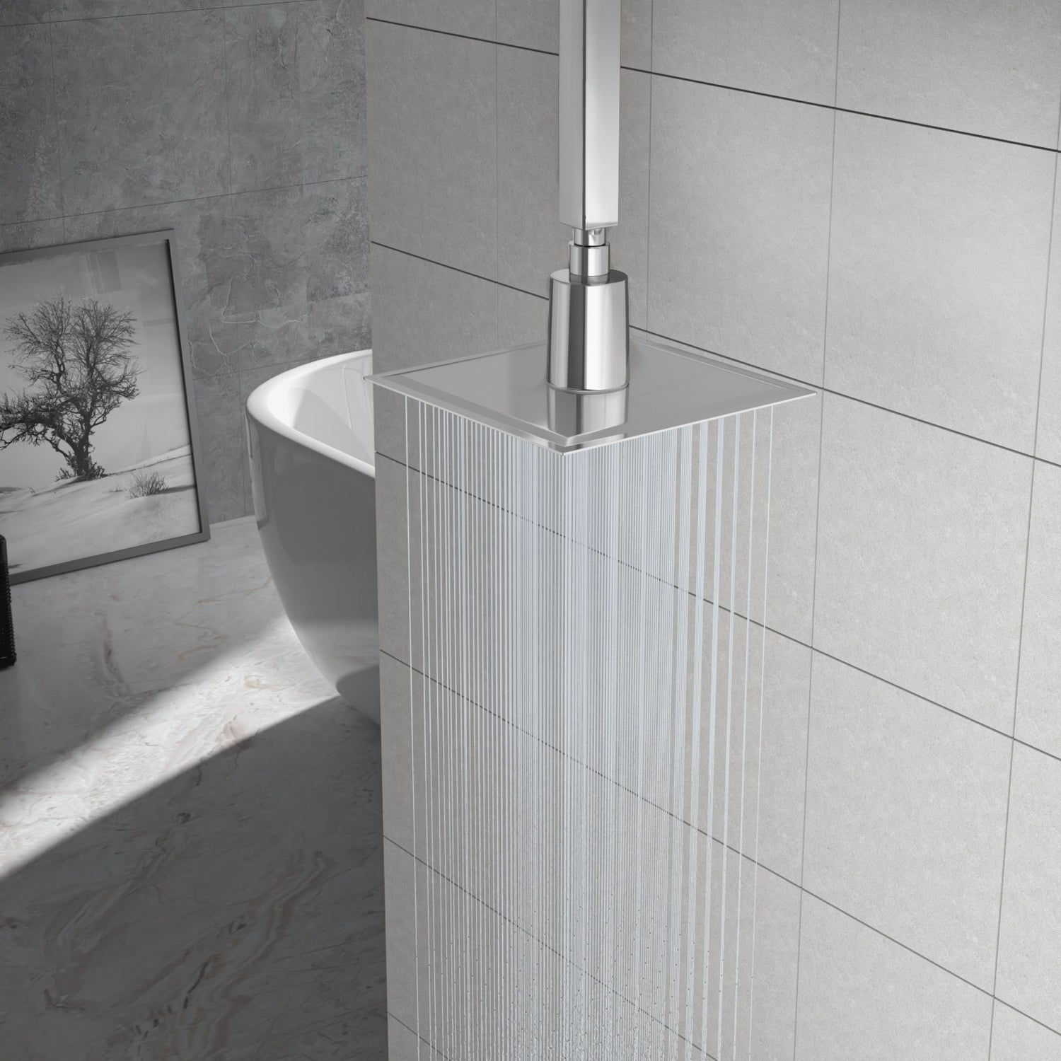 Ultra Thin 8&quot; Square Rain Shower Head 304 Stainless Steel, Wall / Ceiling Mounted