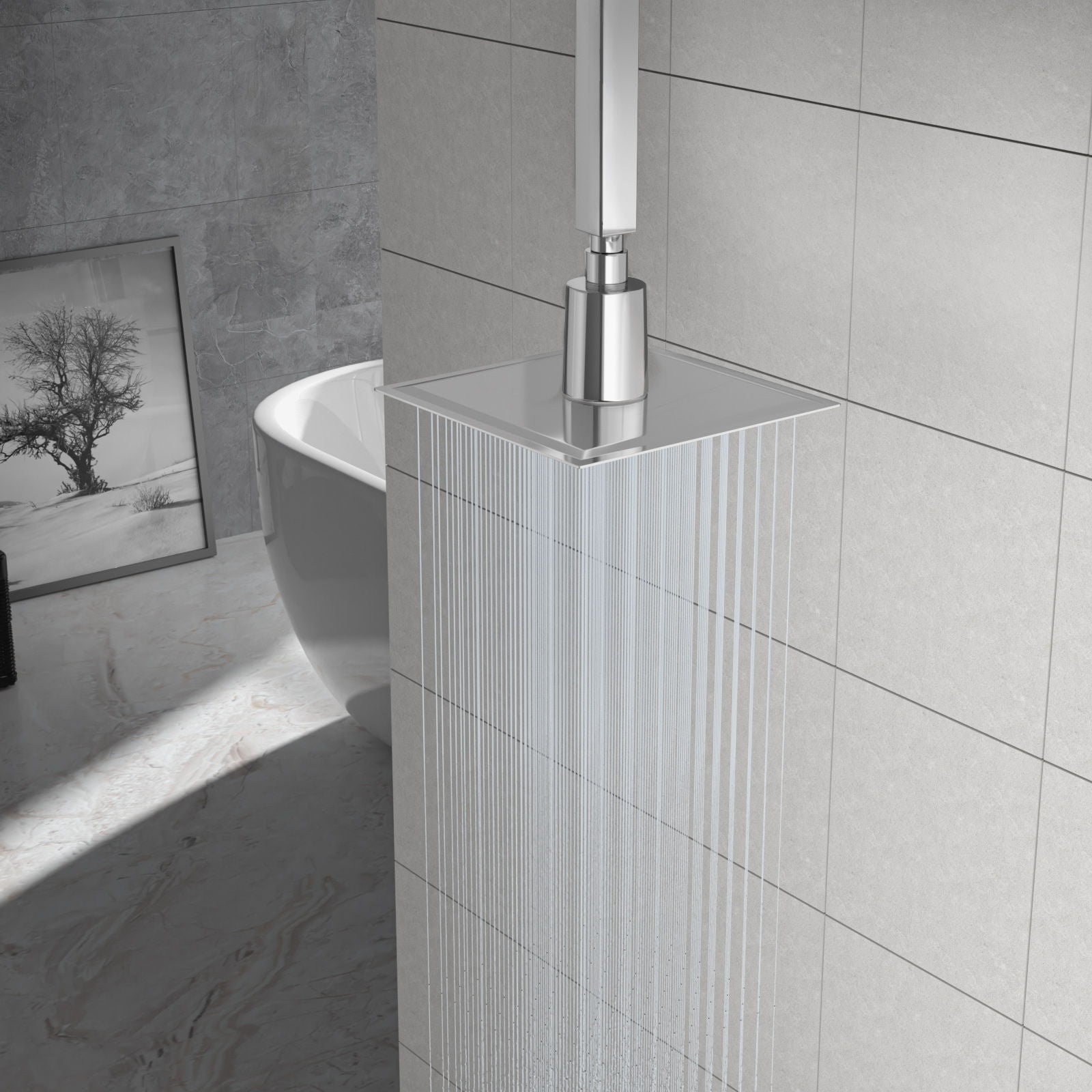Ultra Thin 8&quot; Square Rain Shower Head 304 Stainless Steel, Wall / Ceiling Mounted