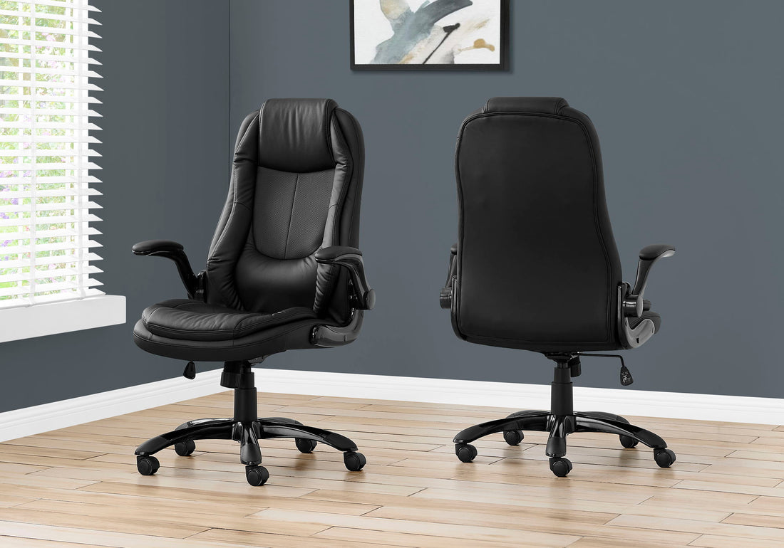 Office Chair, Adjustable Height, Swivel, Ergonomic, Armrests, Contemporary &amp; Modern - Black