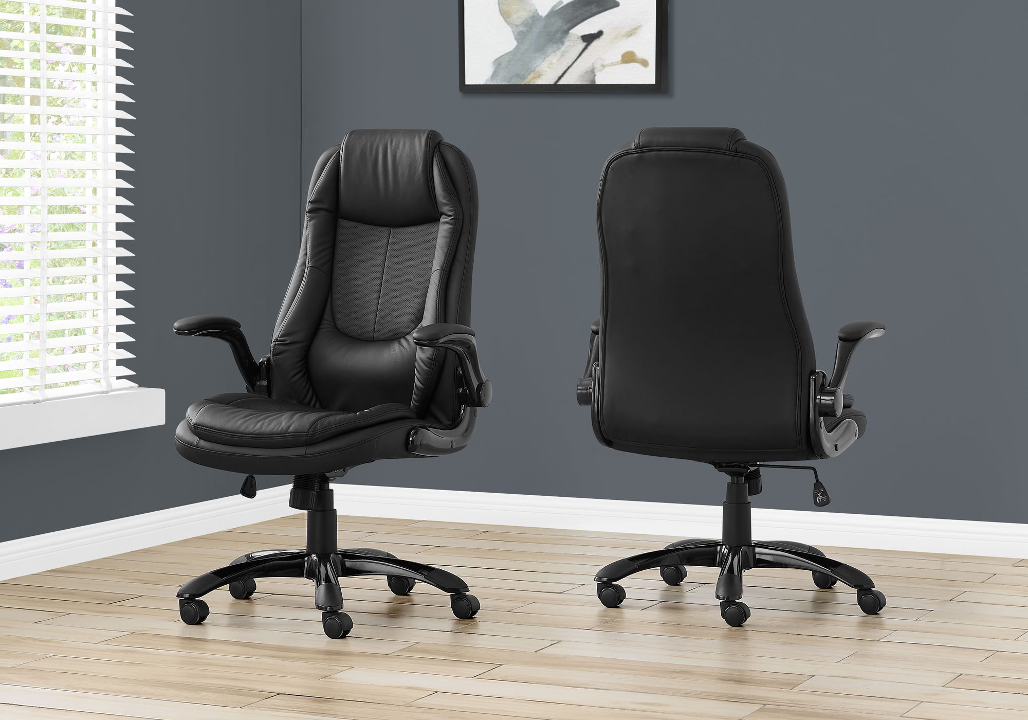 Office Chair, Adjustable Height, Swivel, Ergonomic, Armrests, Contemporary &amp; Modern - Black