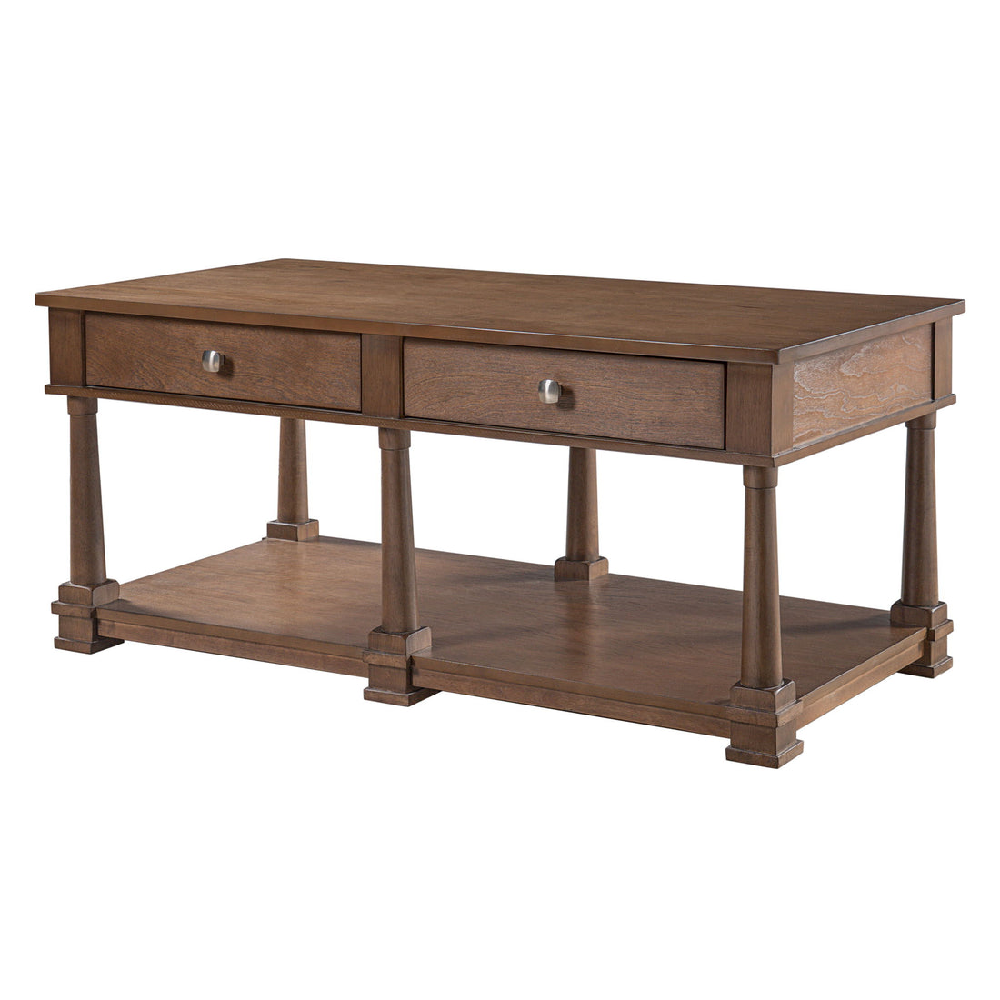 Coffee Table With 2 Storage Drawers &amp; Lower Open Shelf
