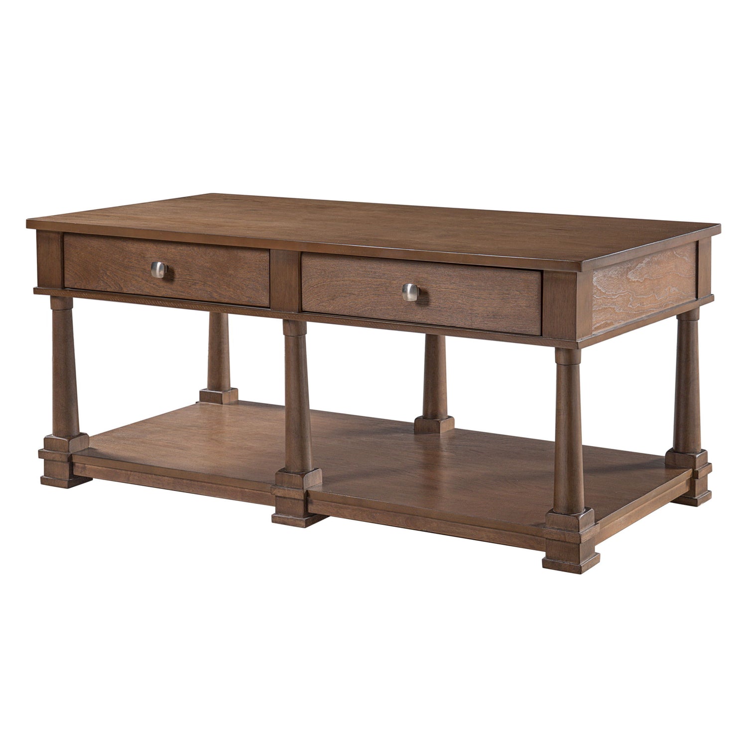 Coffee Table With 2 Storage Drawers &amp; Lower Open Shelf