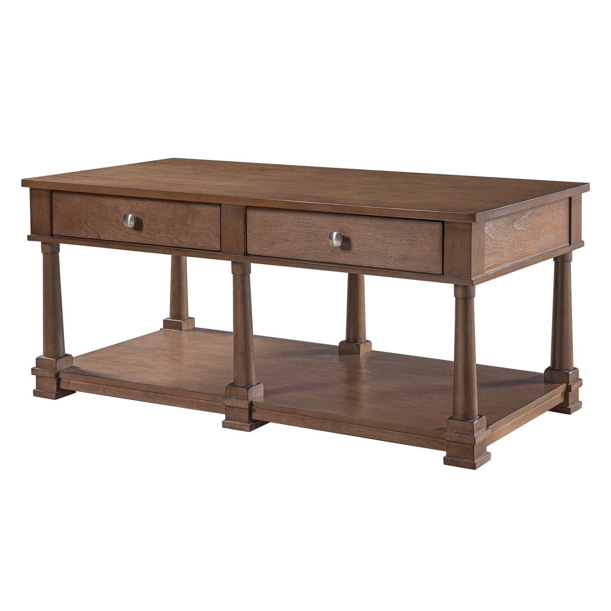 Coffee Table With 2 Storage Drawers &amp; Lower Open Shelf