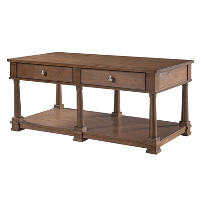 Coffee Table With 2 Storage Drawers &amp; Lower Open Shelf