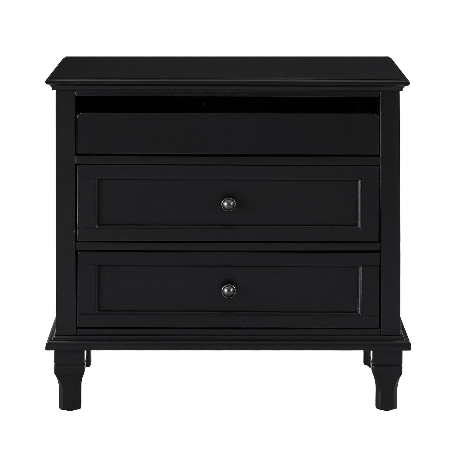 Nightstand With Charging Station, 3 Drawer Storage Table
