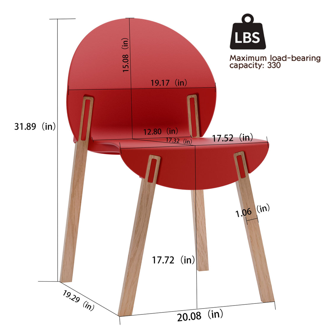 4 Piece Set Of Single Chairs With Table - Crimson Red / White