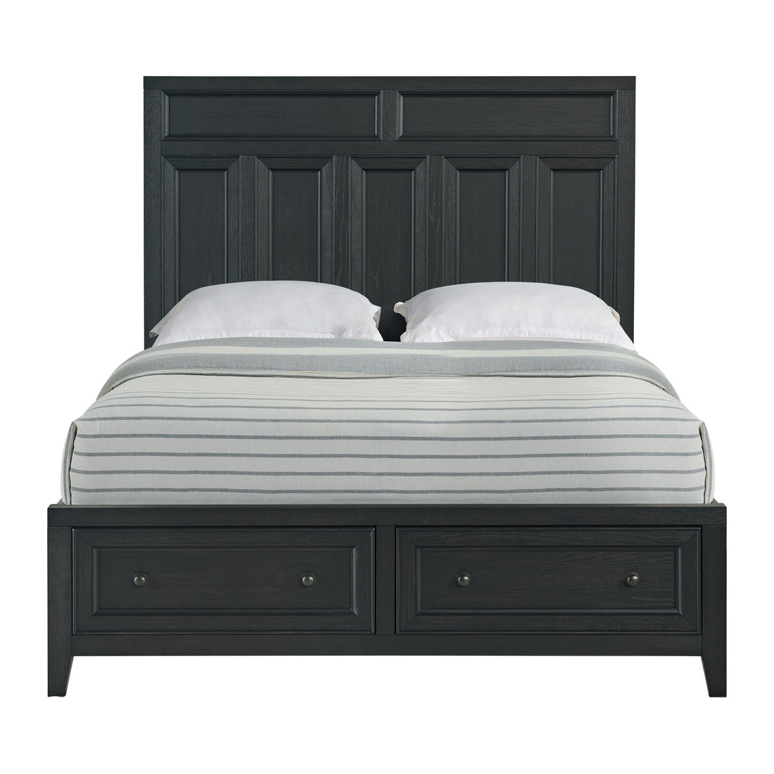 Storage Bed With Panel Headboard And Spacious Footboard Drawers
