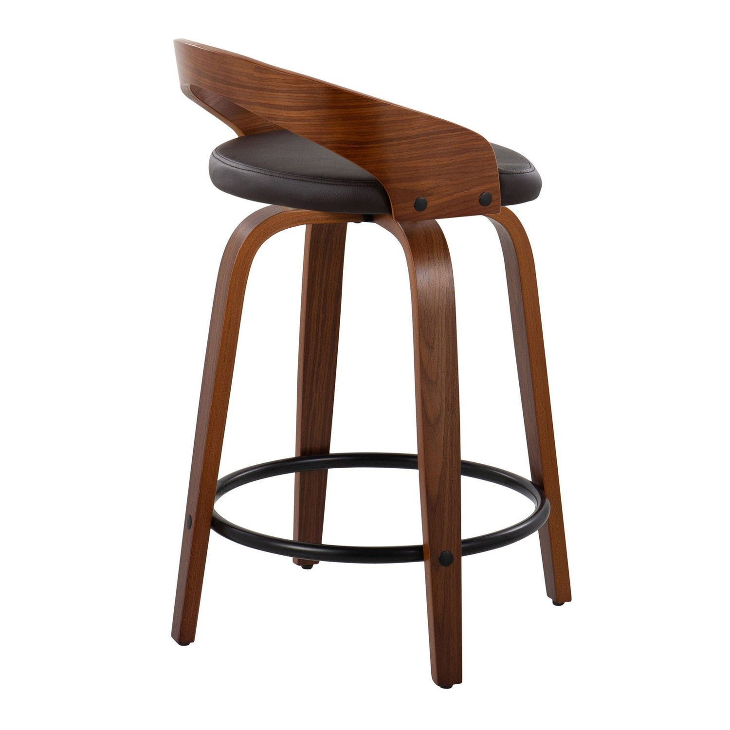 Grotto - Mid-Century Modern Fixed Height Counter Stool &amp; Swivel With Round Footrest (Set of 2)