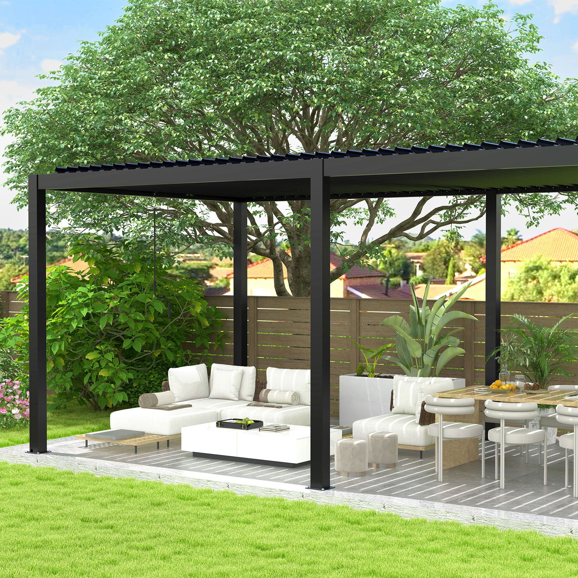 Louver Pergola Steel Louvers &amp; Frame - Black