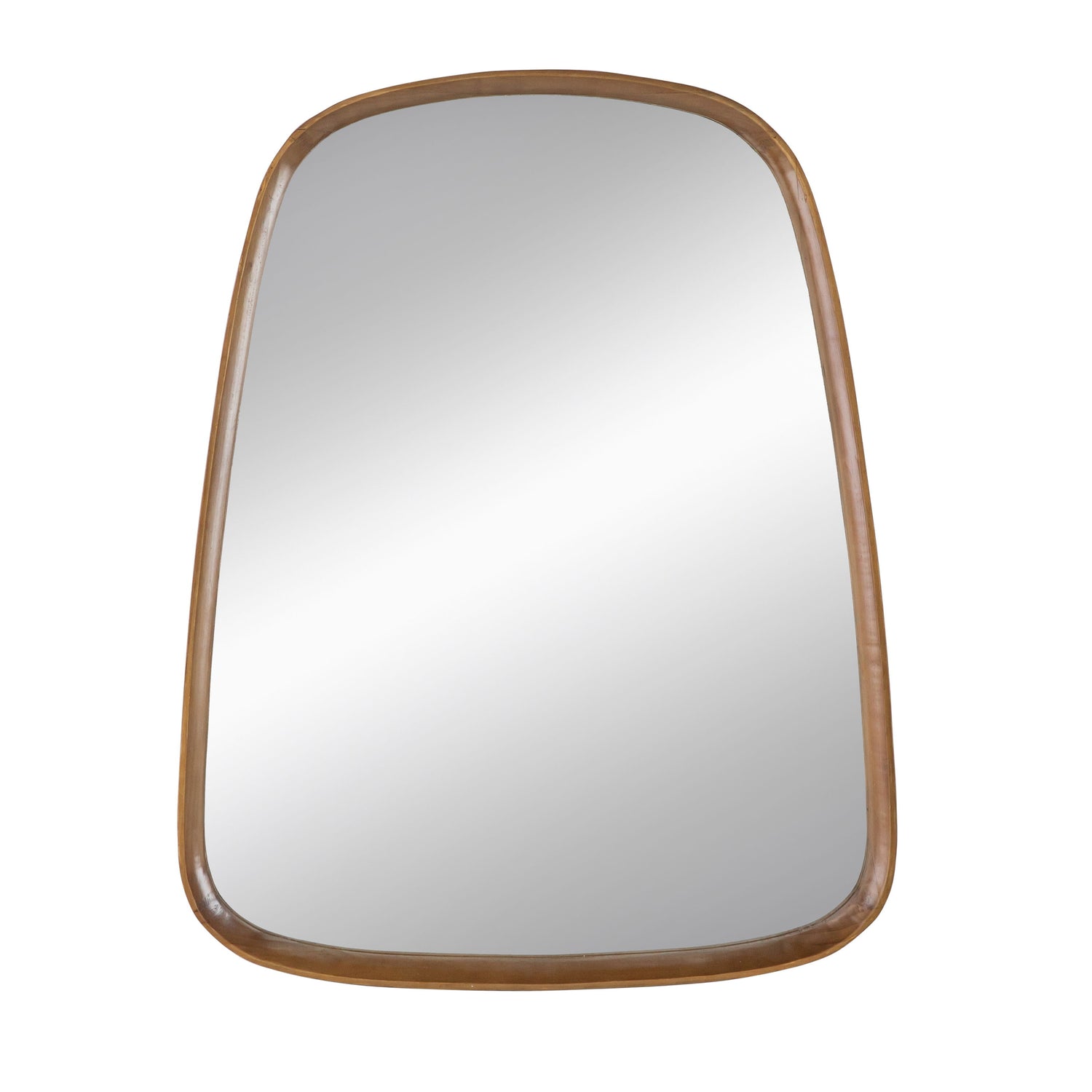 Irrgeular Mirror With Wood Frame, Wall Mirror For Living Room Bathroom Entryway - Brown