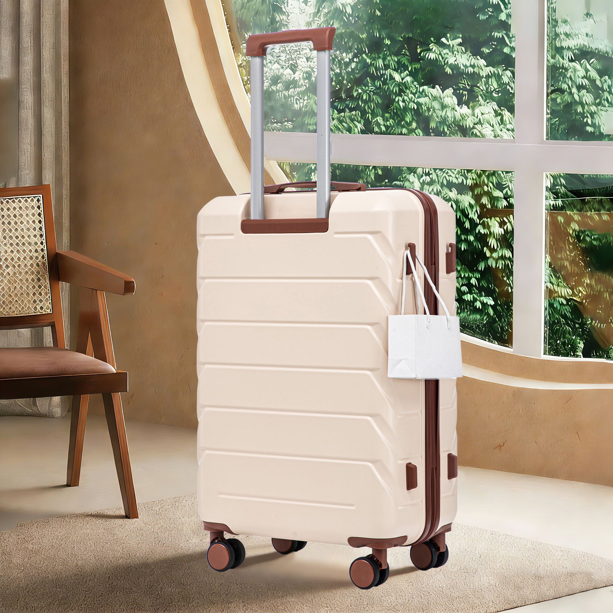 Hard Shell Luggage With Scratch Resistant Surface, 4 Wheels, Combination Lock &amp; Side Hooks