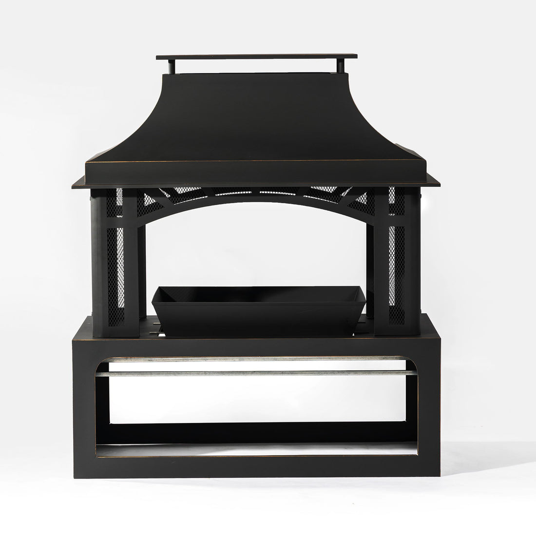 40&quot; Wood Burning Fireplace, 50000 Btu Steel Fire Pit, Wood Burning Chimney For Outside Patio Deck Garden Backyard - Black