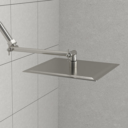 Luxury Rain Shower Head With Adjustable Arm, 10&quot; Square, Stainless Steel - Brushed Nickel