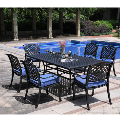 Rectangular 6 Person 85.83&quot; Long Dining Set With Cushions