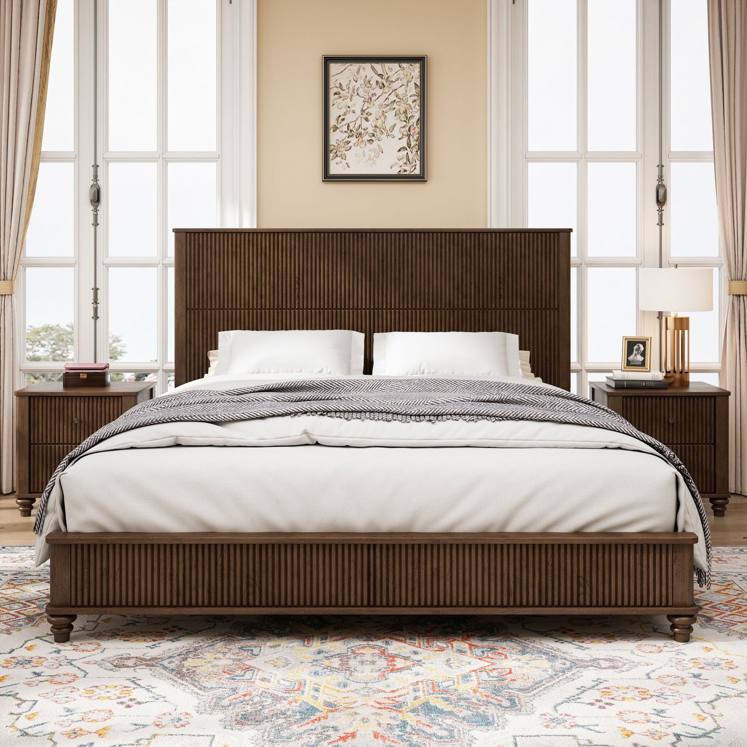 Platform Bed Frame &amp; Tall Headboard