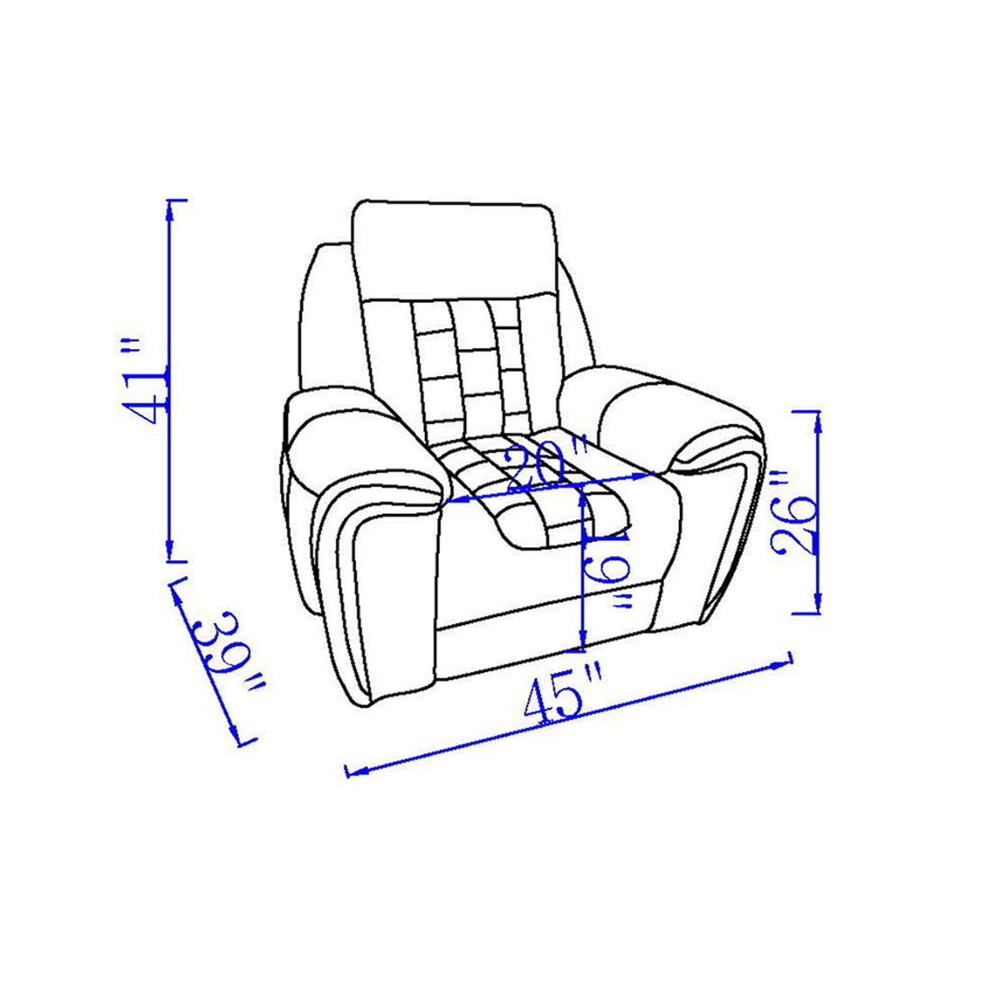 Clark - Blanche / Velvet Power Recliner With LED - Black