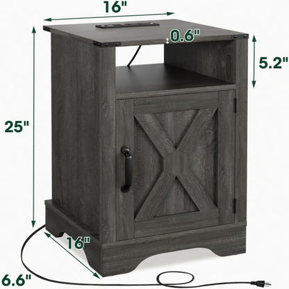 Farmhouse Nightstand, Charging Station &amp; Storage