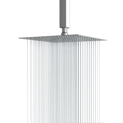 Ultra Thin Square Rainfall Shower Head Stainless Steel, Wall Or Ceiling Mount - Chrome