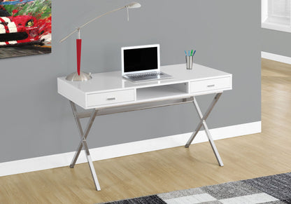 Computer Desk For Home Office, Laptop, Storage Drawers, Glossy Contemporary &amp; Modern