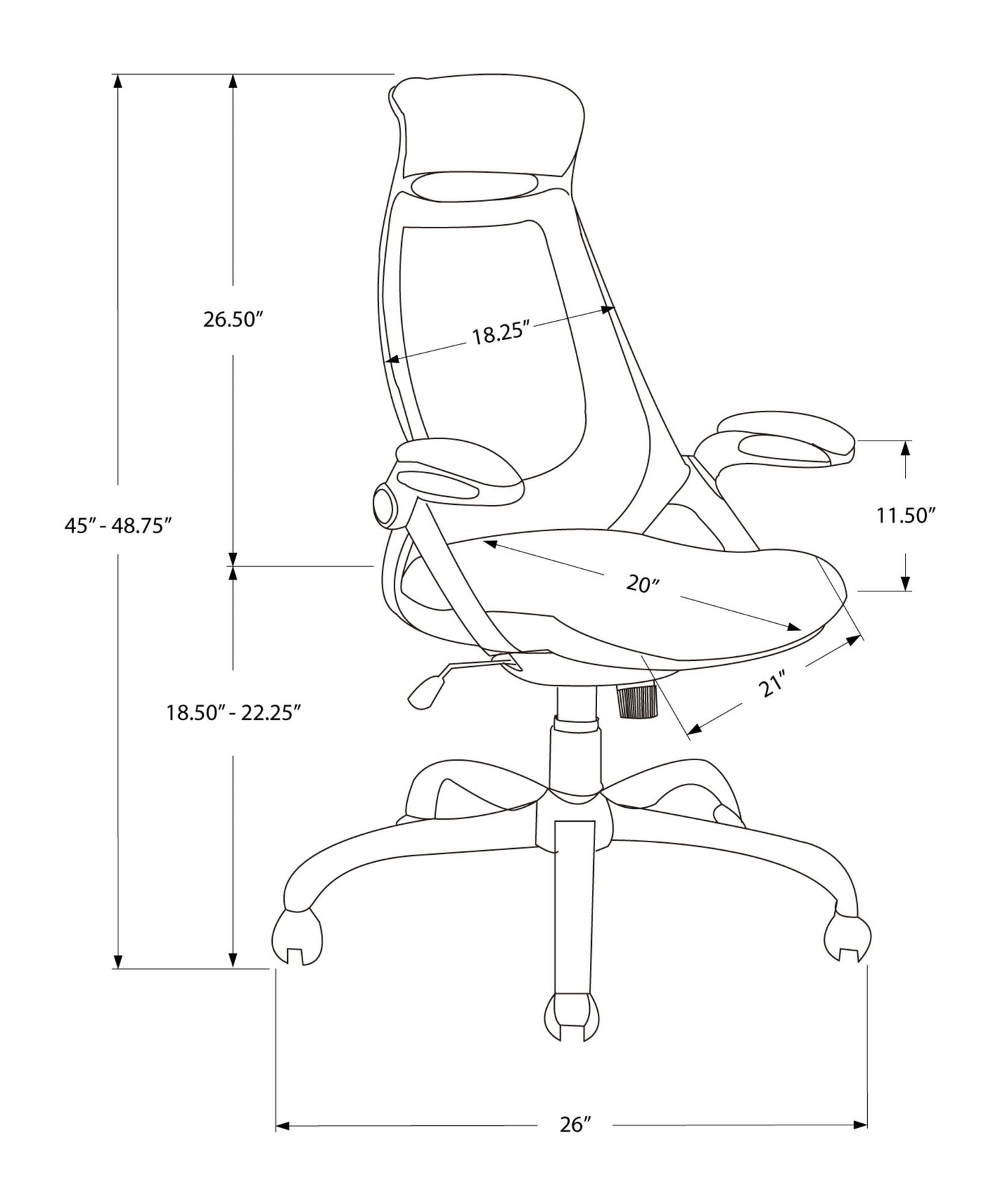 Office Chair, Adjustable Height, Swivel, Ergonomic, Armrests, Contemporary &amp; Modern