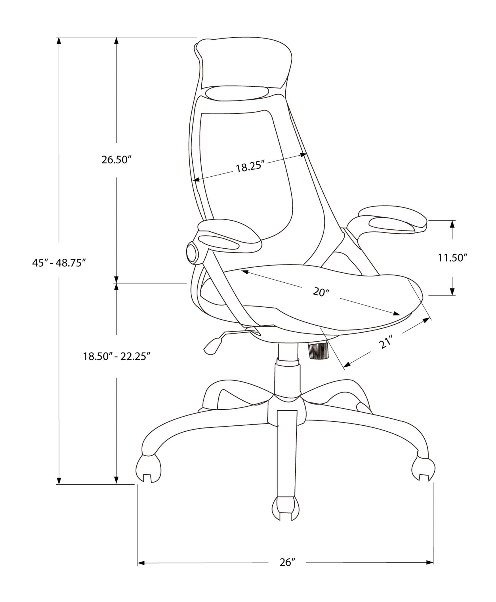 Office Chair, Adjustable Height, Swivel, Ergonomic, Armrests, Contemporary &amp; Modern