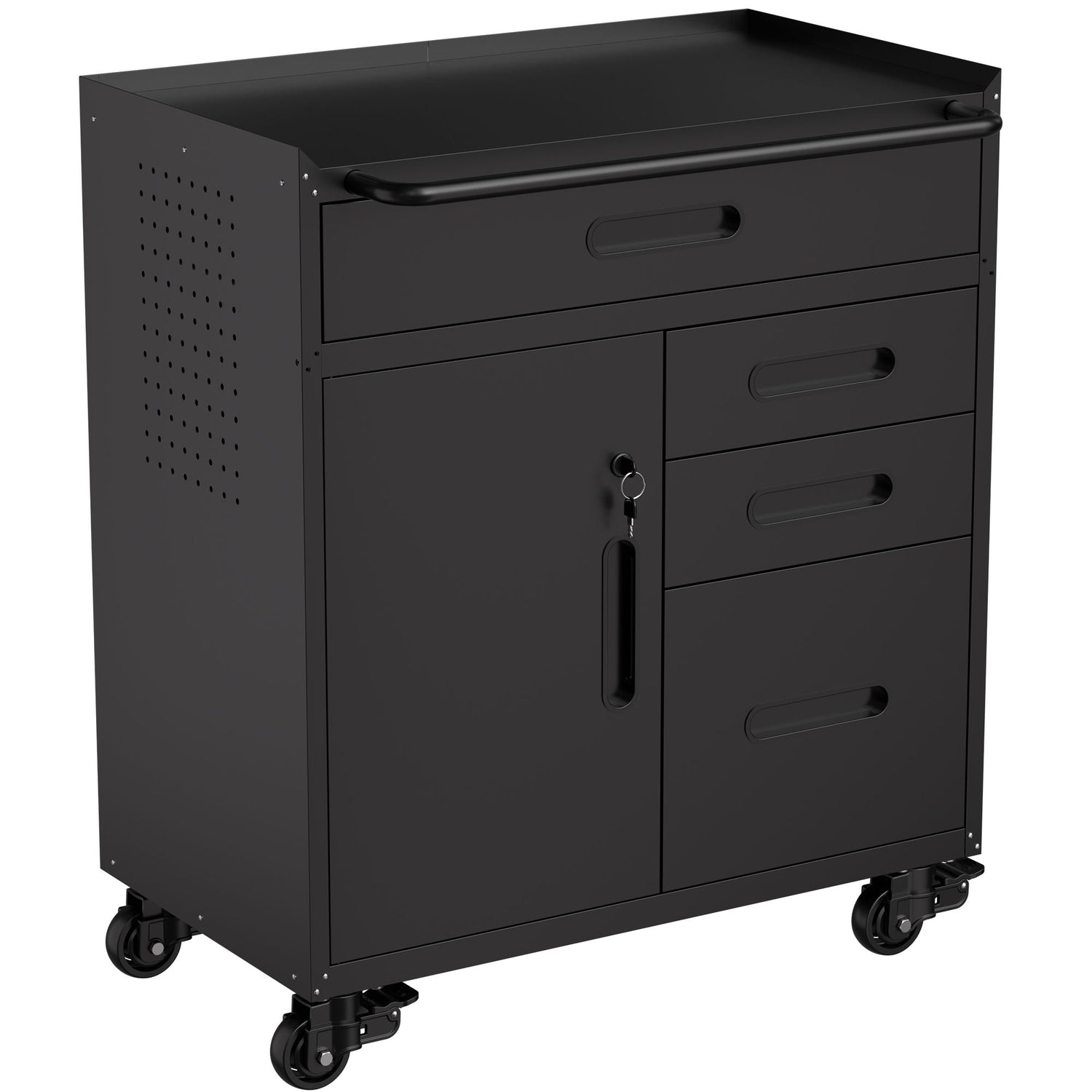 Rolling Tool Cabinet Heavy Duty Garage Storage With Lockable Doors &amp; Drawers