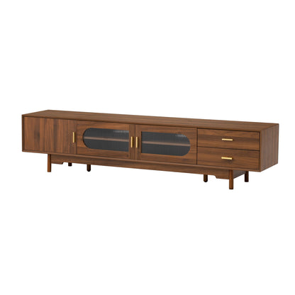 Modern TV Stand With Fluted Glass Doors &amp; 2 Drawers