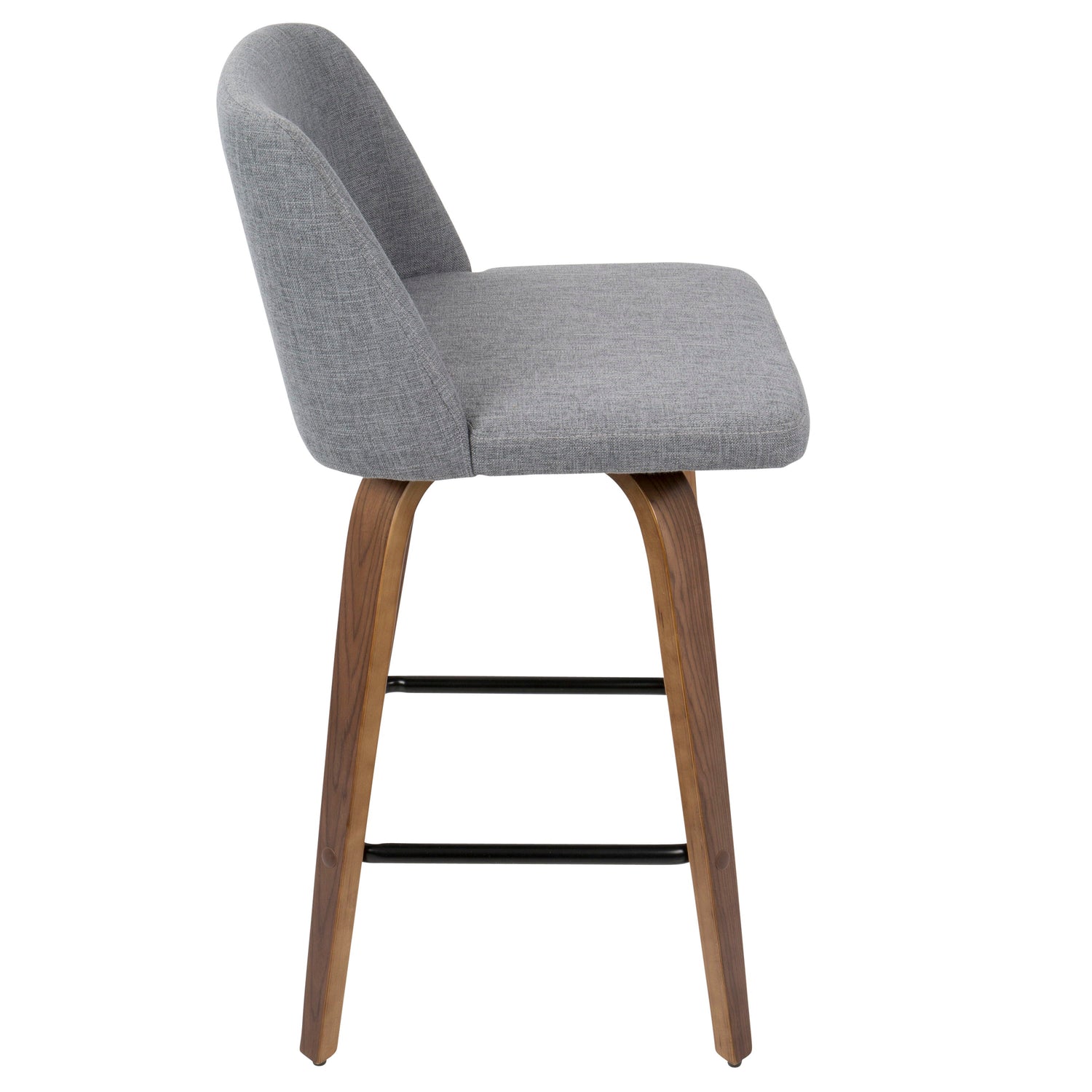 Toriano - Mid Century Modern Fixed Height Counter Stool &amp; Square Footrest (Set of 2)
