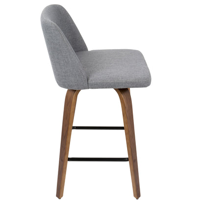 Toriano - Mid Century Modern Fixed Height Counter Stool &amp; Square Footrest (Set of 2)