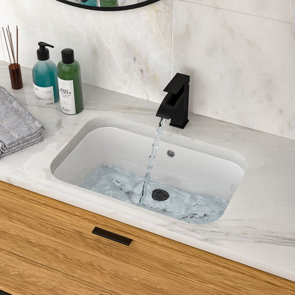 Undermount Bathroom Sink 22&quot; X 15.25&quot; With Overflow Sleek, High Temperature Fired, Stain Resistant, Smooth Polished Surface - White