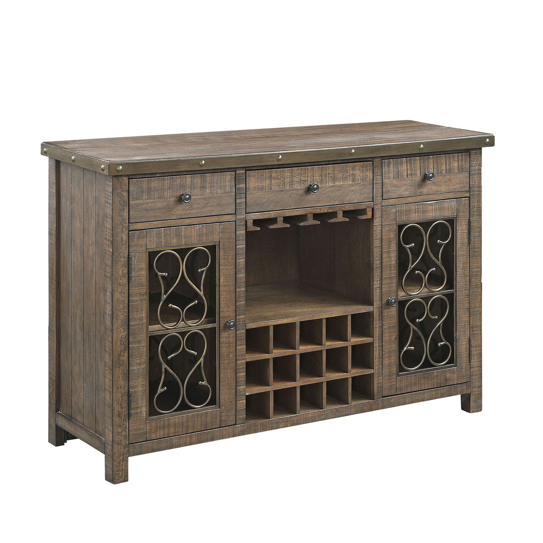 Raphaela - Server With Cup Holder &amp; Wine Rack - Cherry