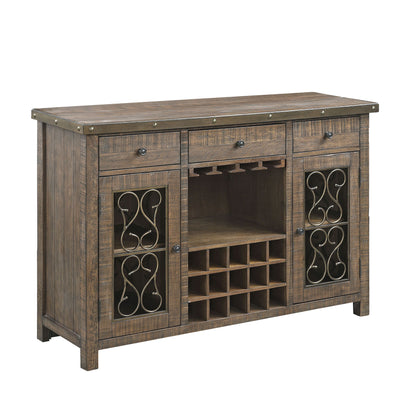 Raphaela - Server With Cup Holder &amp; Wine Rack - Cherry