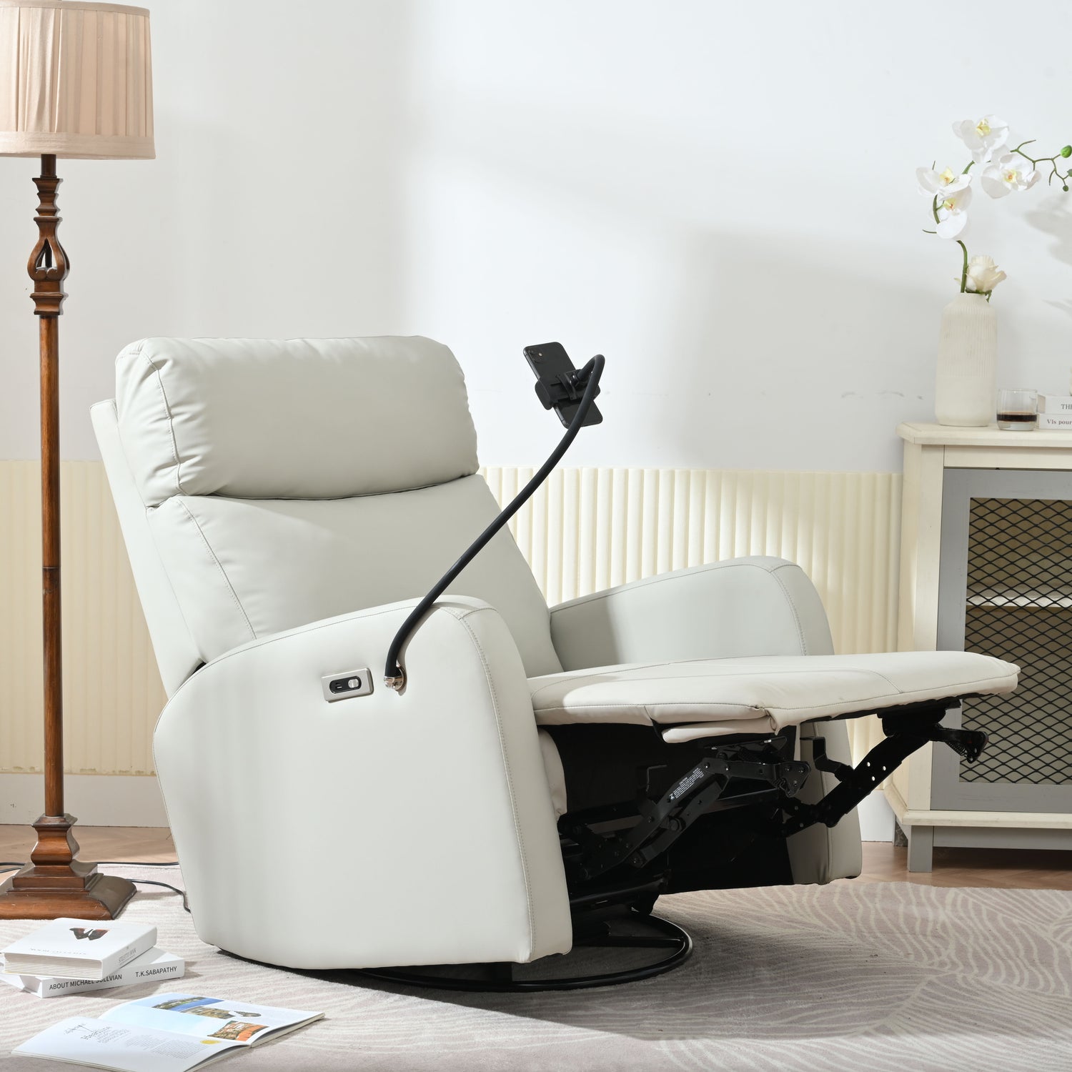 31.5&quot; 270 Power Swivel Rocker Recliner Chair, Electric Glider Reclining Sofa With USB Ports, Power Swivel Glider, Rocking Chair Nursery Recliners For Living Room Bedroom - Light Gray