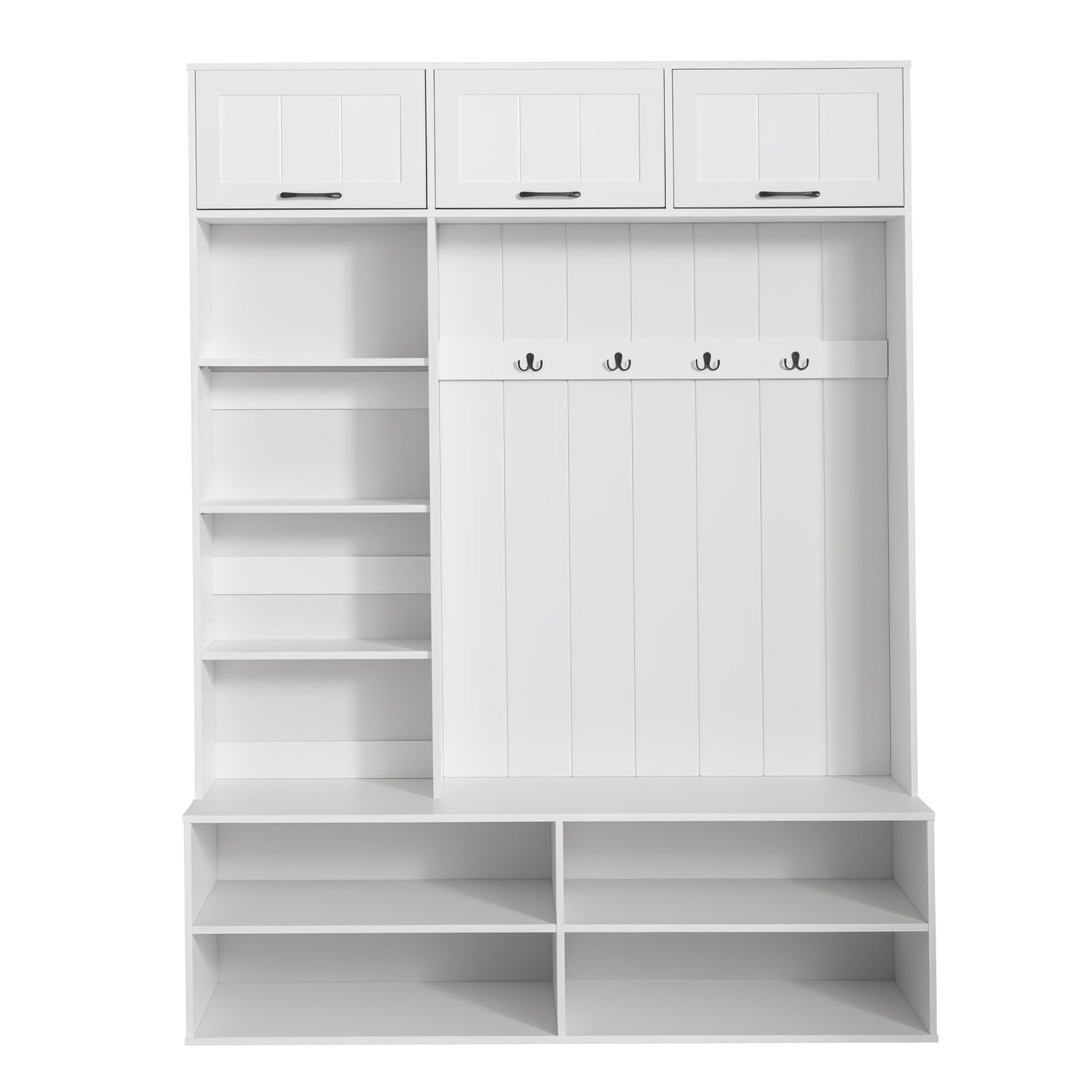 Farmhouse Hall Tree &amp; Bench And Shoe Storage
