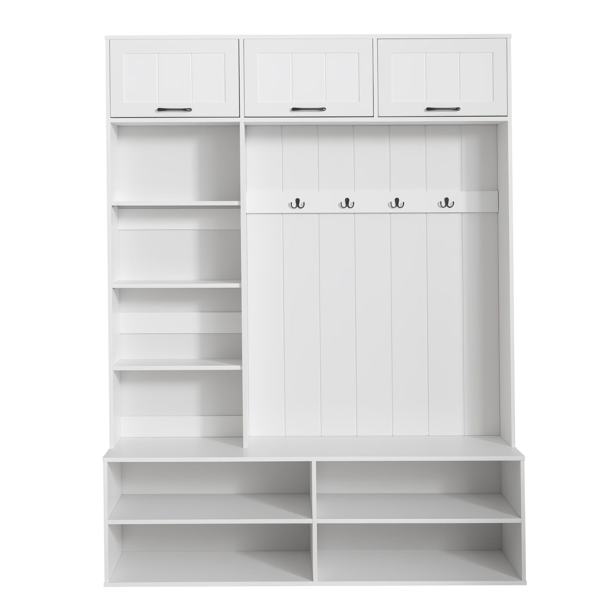 Farmhouse Hall Tree &amp; Bench And Shoe Storage