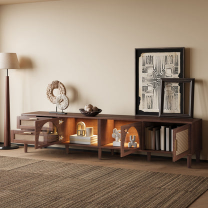 TV Stand With App-Controlled LED Lights, 2 Drawers &amp; Door Storage