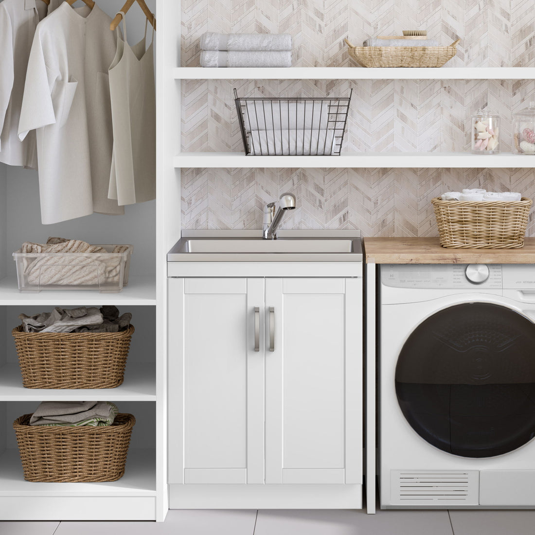 Kyle - Laundry Cabinet &amp; Faucet And Stainless Steel Sink