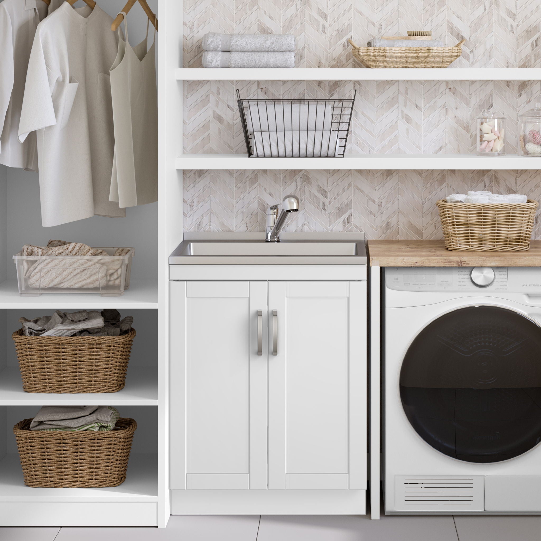 Kyle - Laundry Cabinet &amp; Faucet And Stainless Steel Sink
