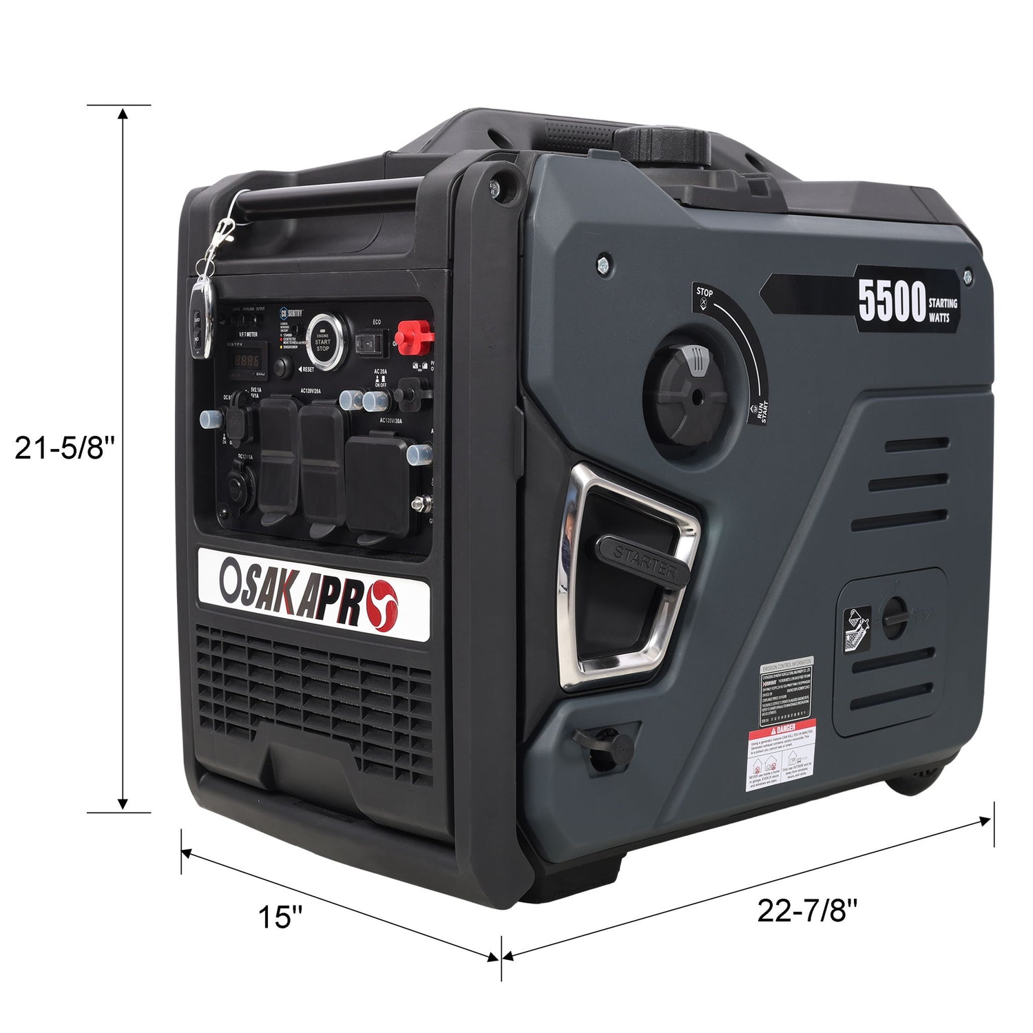Super Quiet Inverter Generator 5.5Kw Portable Dual Fuel Electric &amp; Remote Start Aluminium